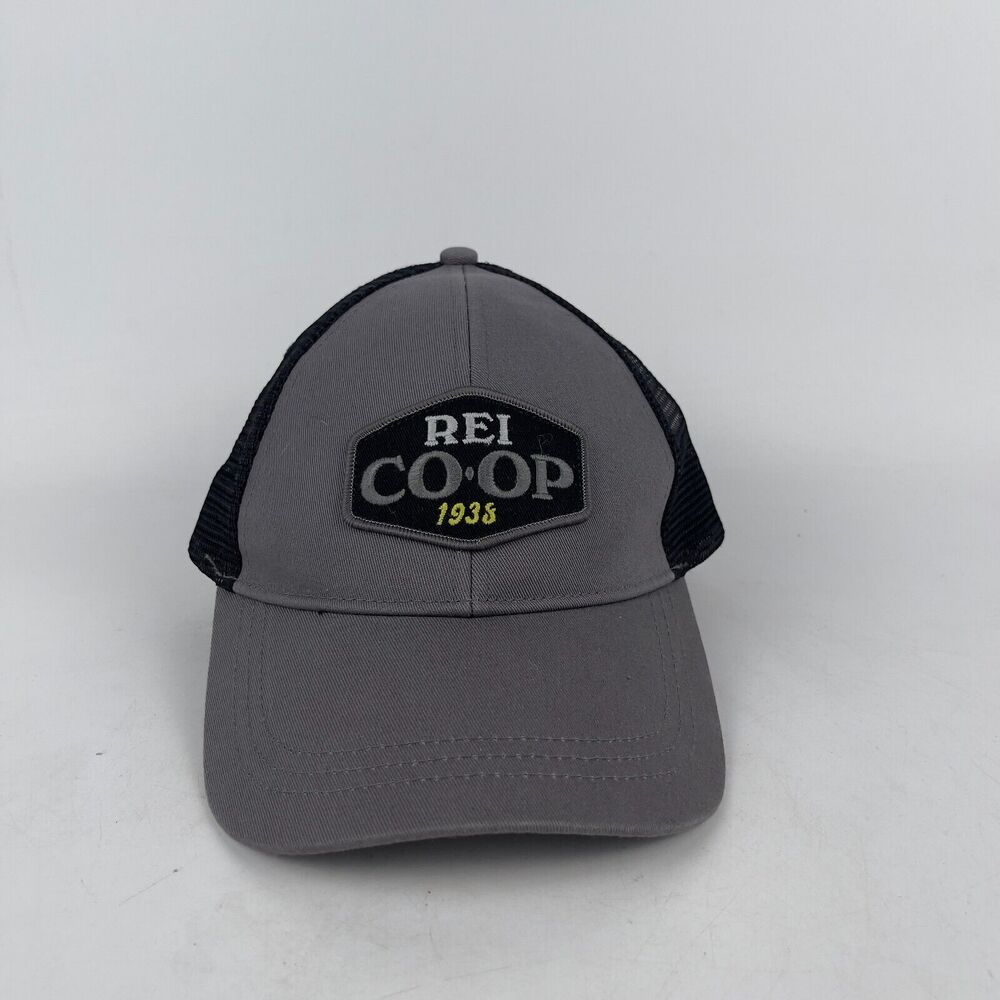 REI Co-op 1938 Trucker Hat Mens Gray Black Meshback Adjustable‎ Snapback Cap